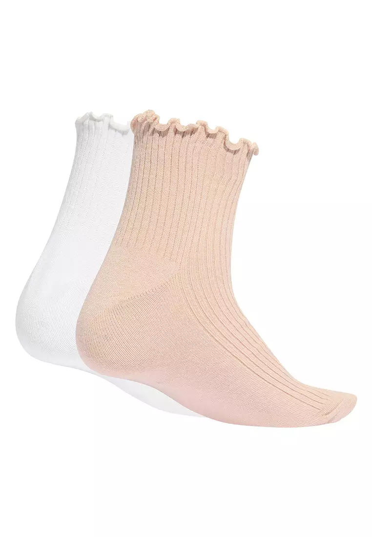 Ruffle Quarter  Socks 2 Pairs