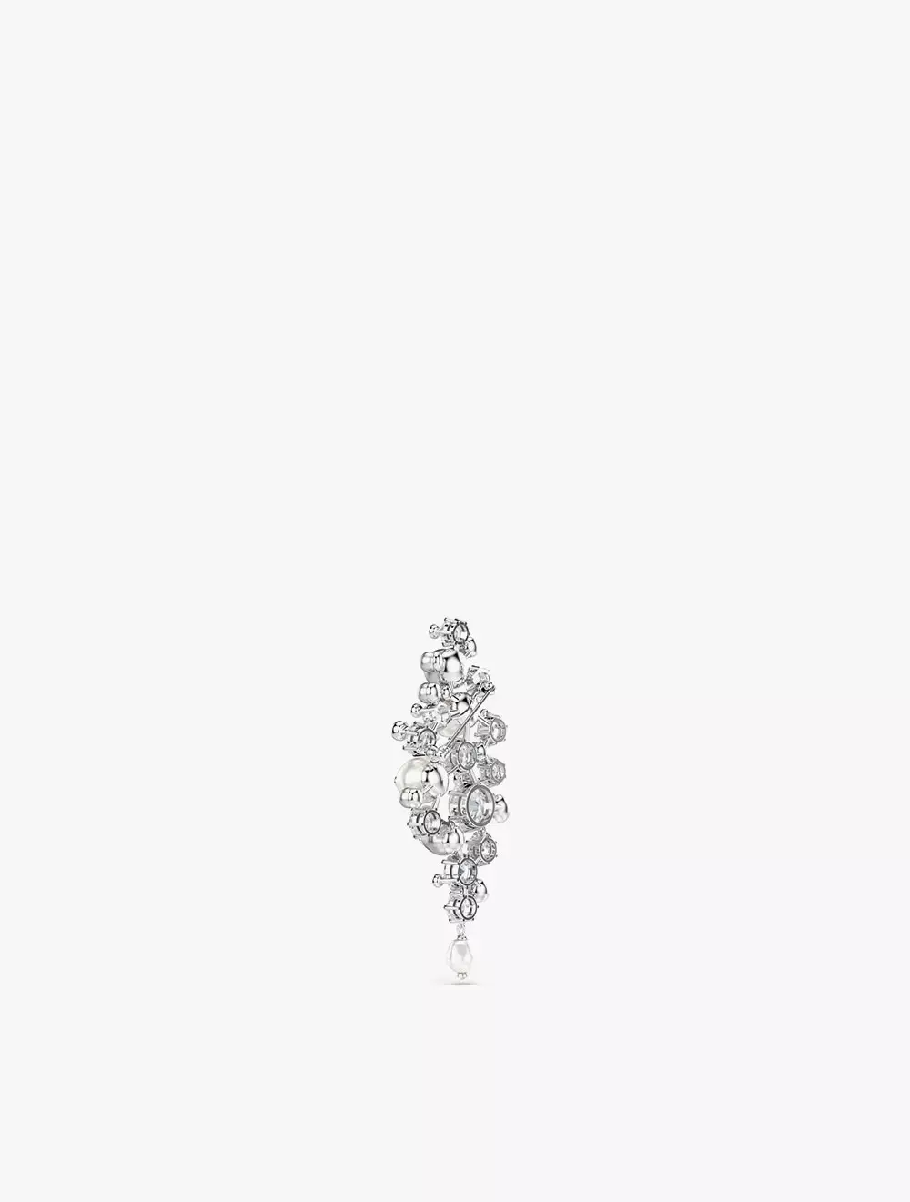 Constella brooch, Crystal pearl, Round cut, White, Rhodium plated