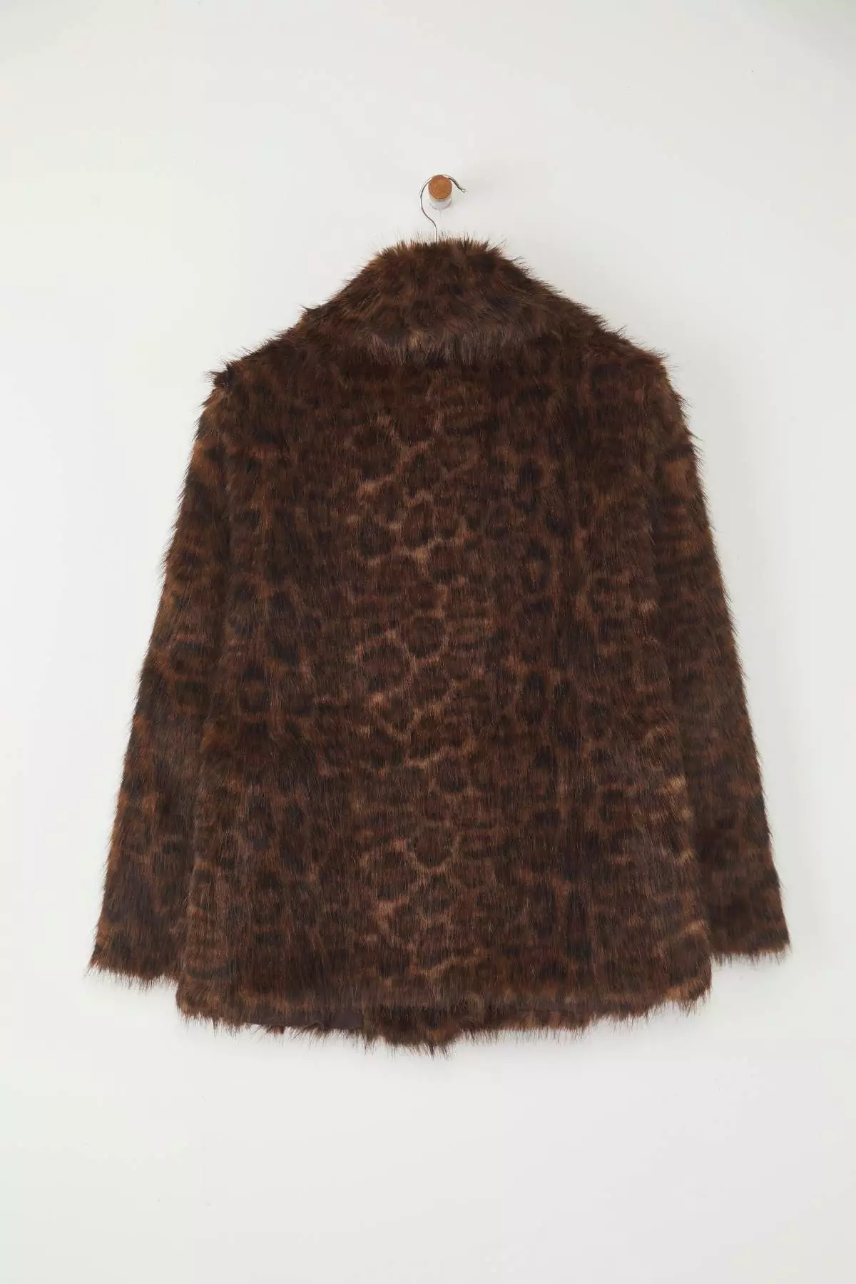 Multicolored Leopard Print Oversize Fit Fur Coat