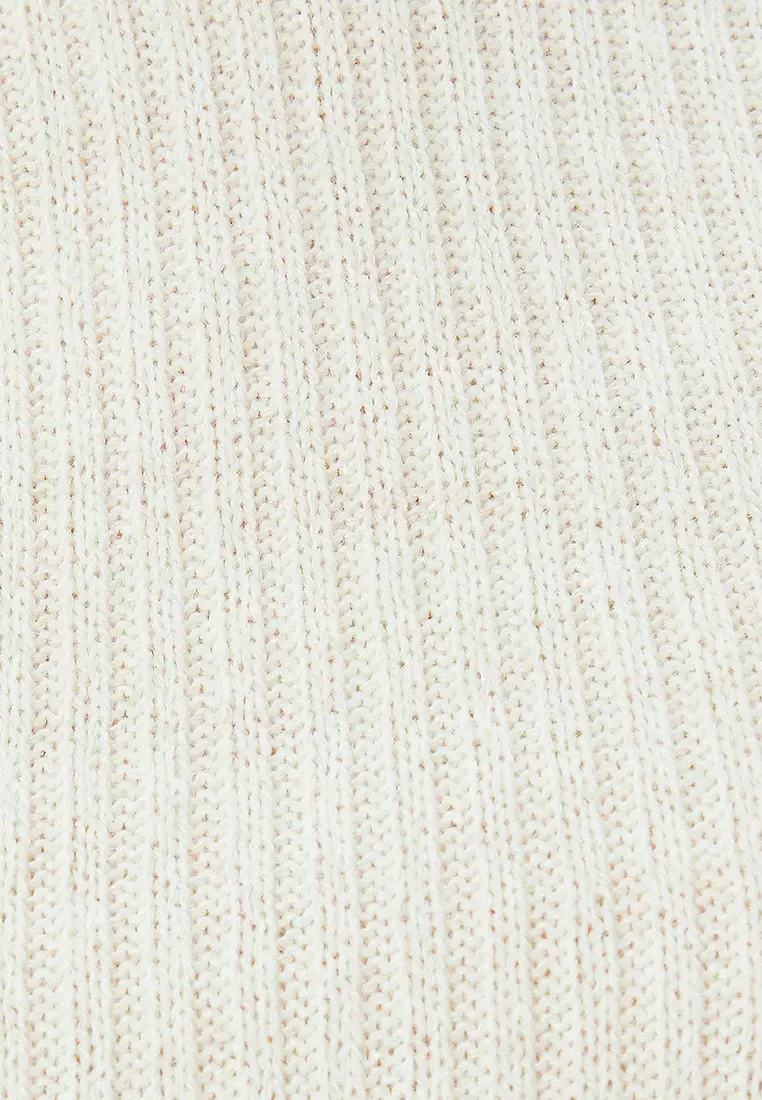 Crop Crew Neck Trim Textured Long Sleeve T-Shirt