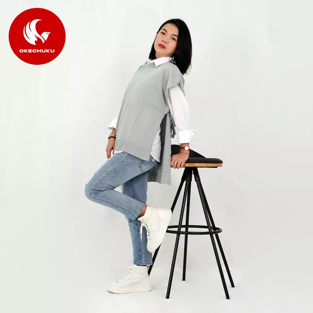 OKECHUKU Andien Knit Vest Korean Style Rompi Rajut Wanita Polos Vest Tali Outer Hijab