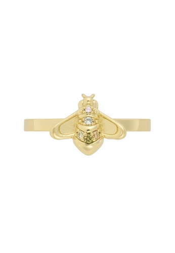 Wanderlust + Co gold Summer Solstice Bee Gold Ring B9A70AC63702CFGS_1
