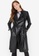 Trendyol black Belted Faux Leather Trench Coat DBE7FAAD57D6AEGS_1