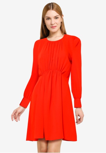 French Connection red Emmy Crepe Long Sleeve Dress E04DCAA777BE03GS_1