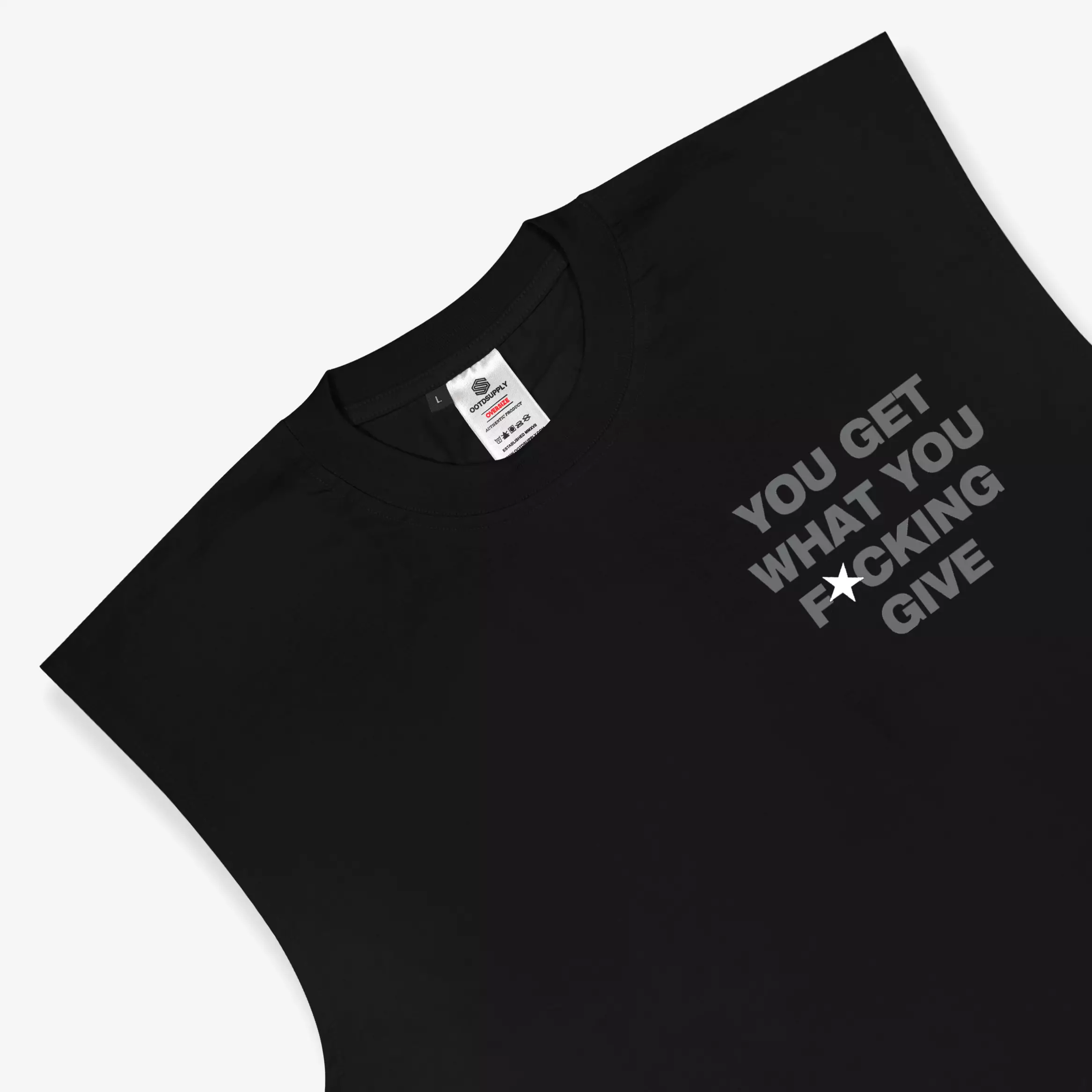 OOTDSUPPLY Oversize Sleeveless Give You Black & White l Kaos Oversize Singlet011