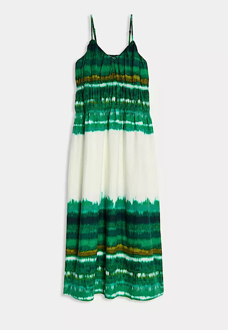 Linen Rich Strappy V Neck Swing Dress