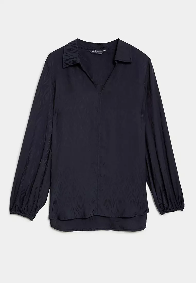 Jacquard Collared Relaxed Shirt
