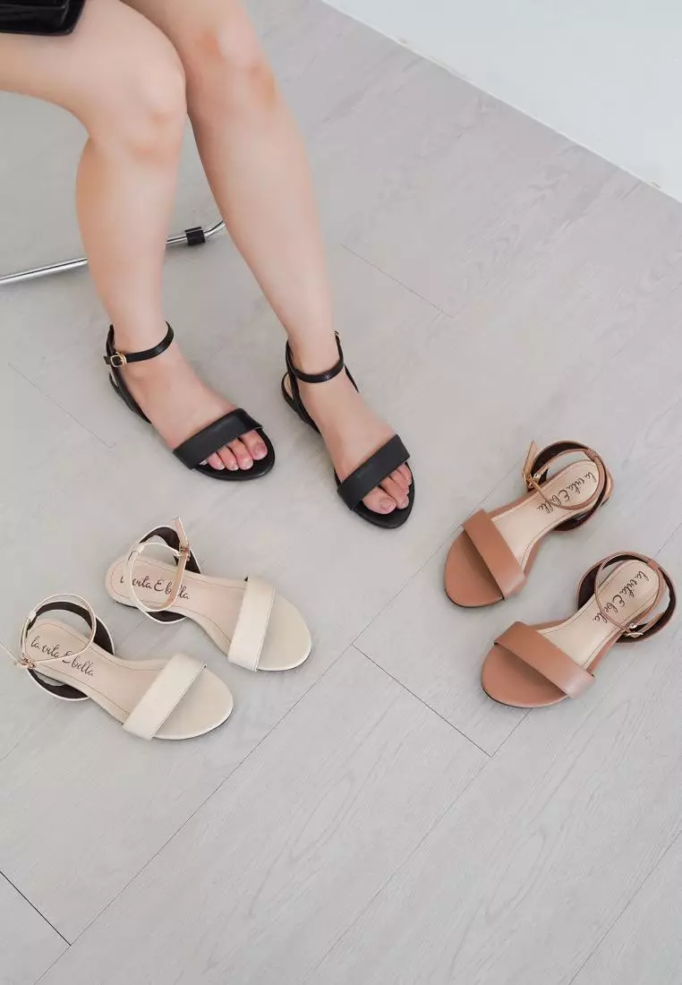 Molly Ankle Strap Sandal Flat Wanita Vegan Leather