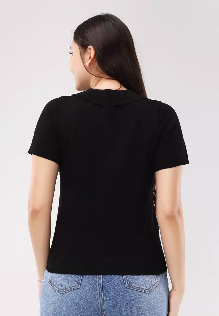 Knitted Short Sleeves Blouse