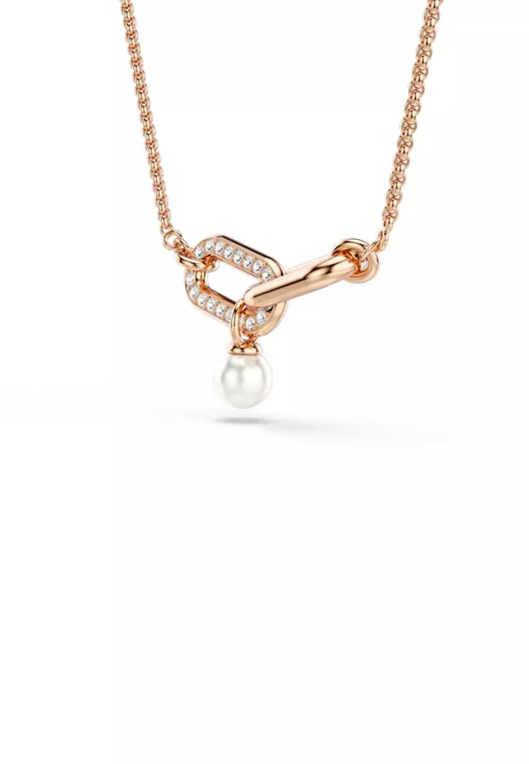 Constella Pendant, Crystal Pearl, Round Cut, White, Rose Gold-Tone Plated