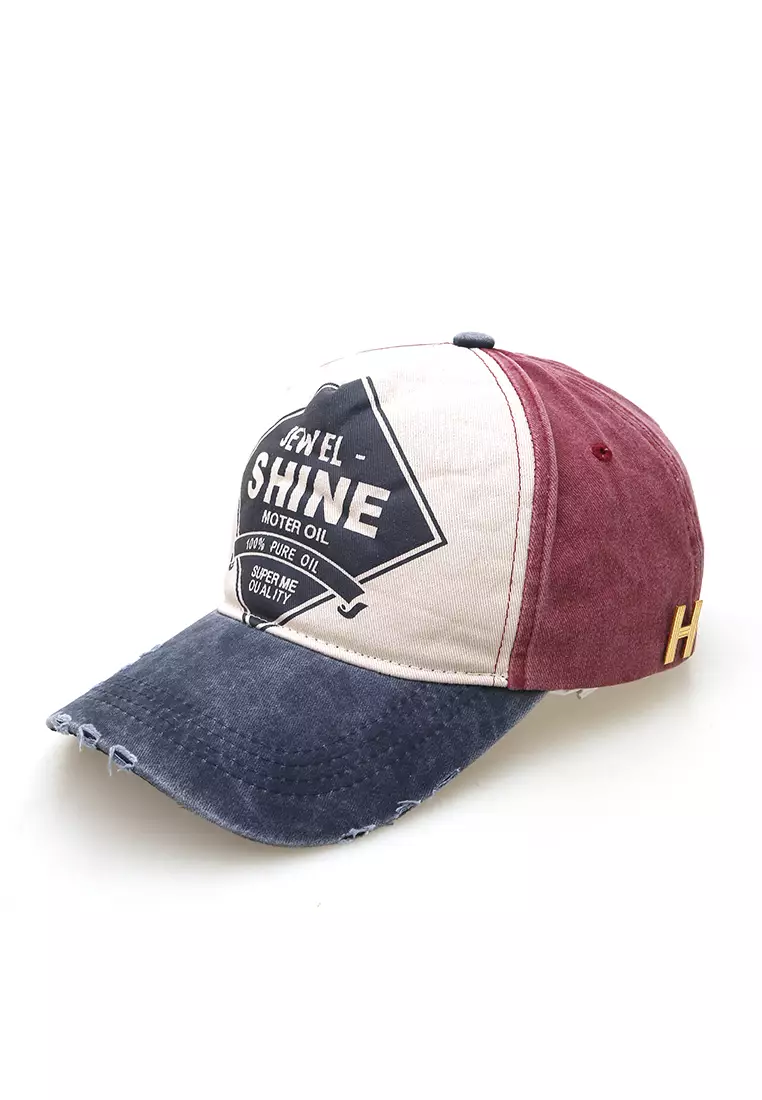 Jahari Topi Baseball Pria Wanita Vintage Design Resizable Strap Casual Cap Material Cotton ORIGINAL - Maroon Navy