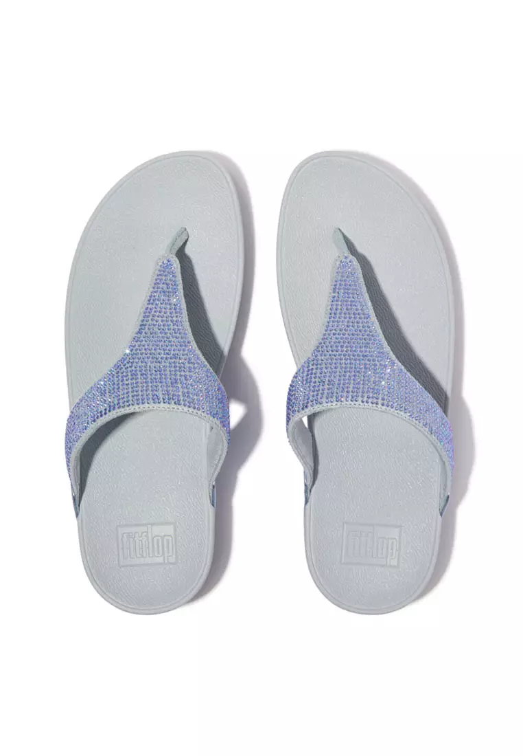 LULU Women's Crystal Embellished Toe-Post Sandals - Quiet Blue (EC5-C34)
