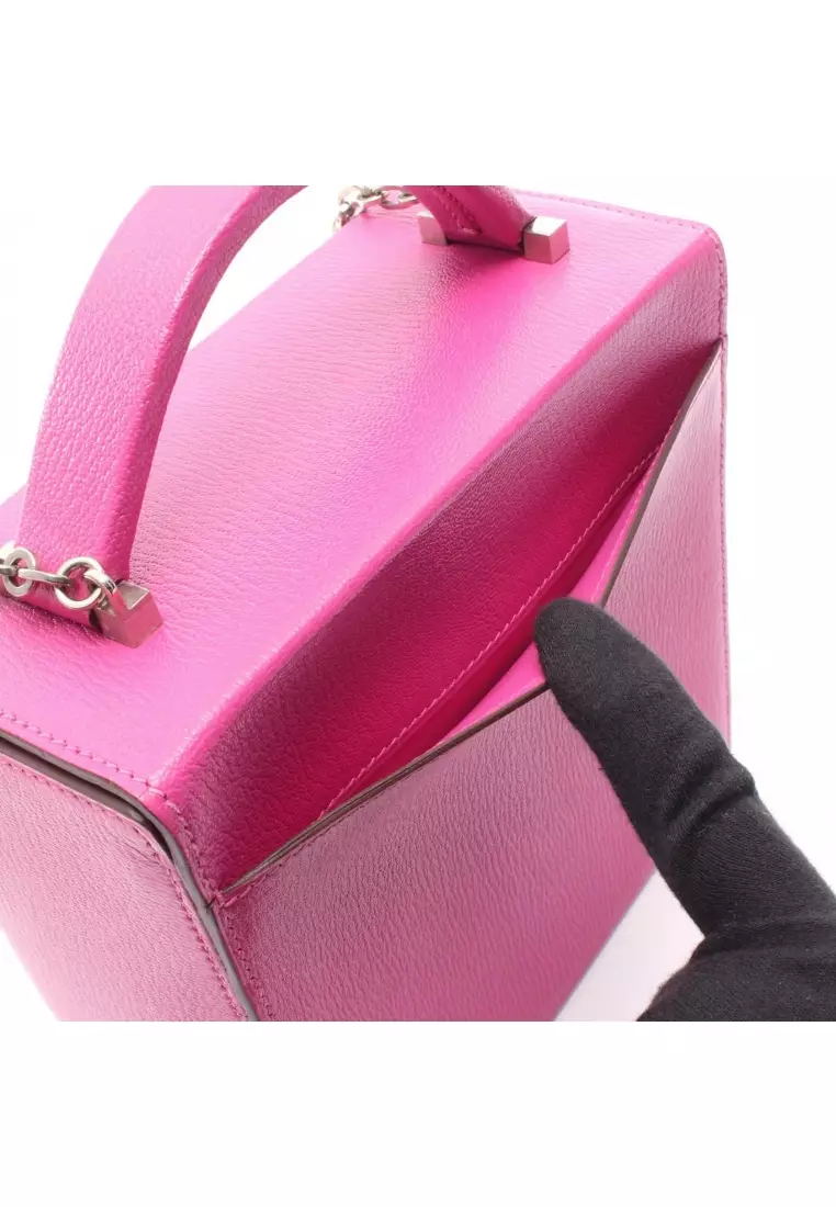 Pre-Loved Hermès cinematic magnolia 2WAY chain shoulder bag Chevre Pink purple silver hardware C engraved