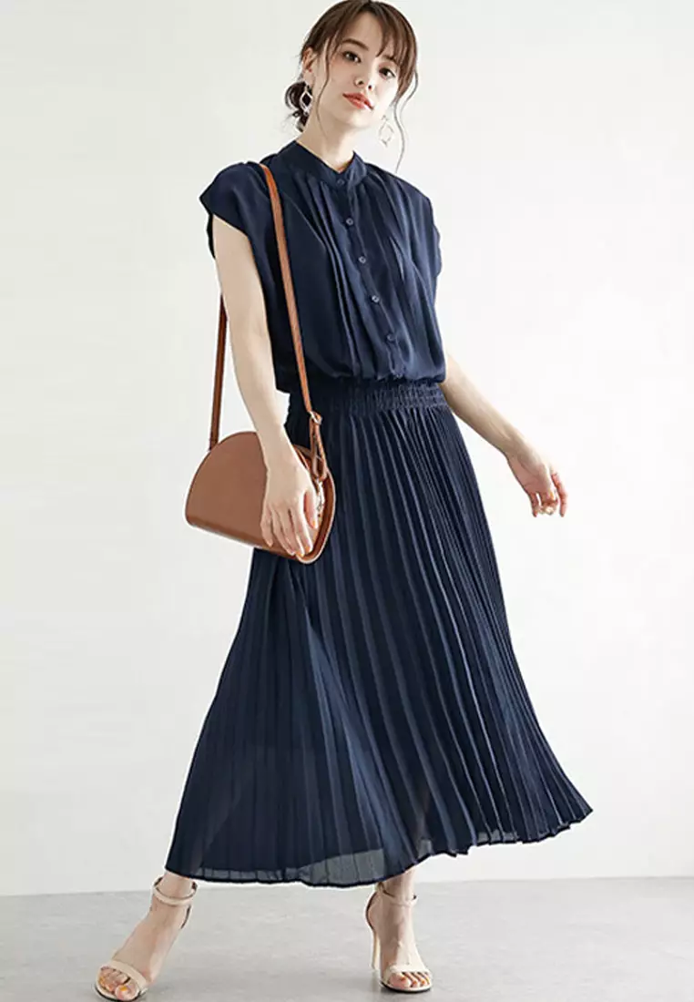 Japanese daily temperament commuting chiffon long skirt CA24032535BL