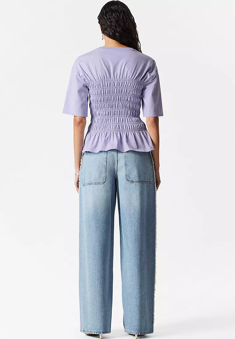 Smocked Crewneck Top