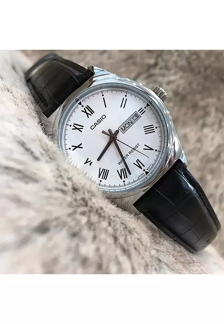 Couple Analog Watch MTP/LTP-V006L-7B Black Leather Strap