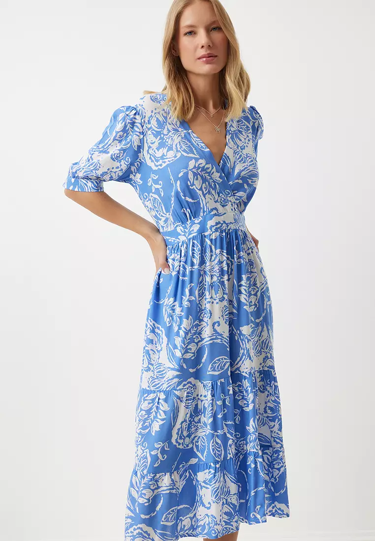 Floral Wrap Midi Dress
