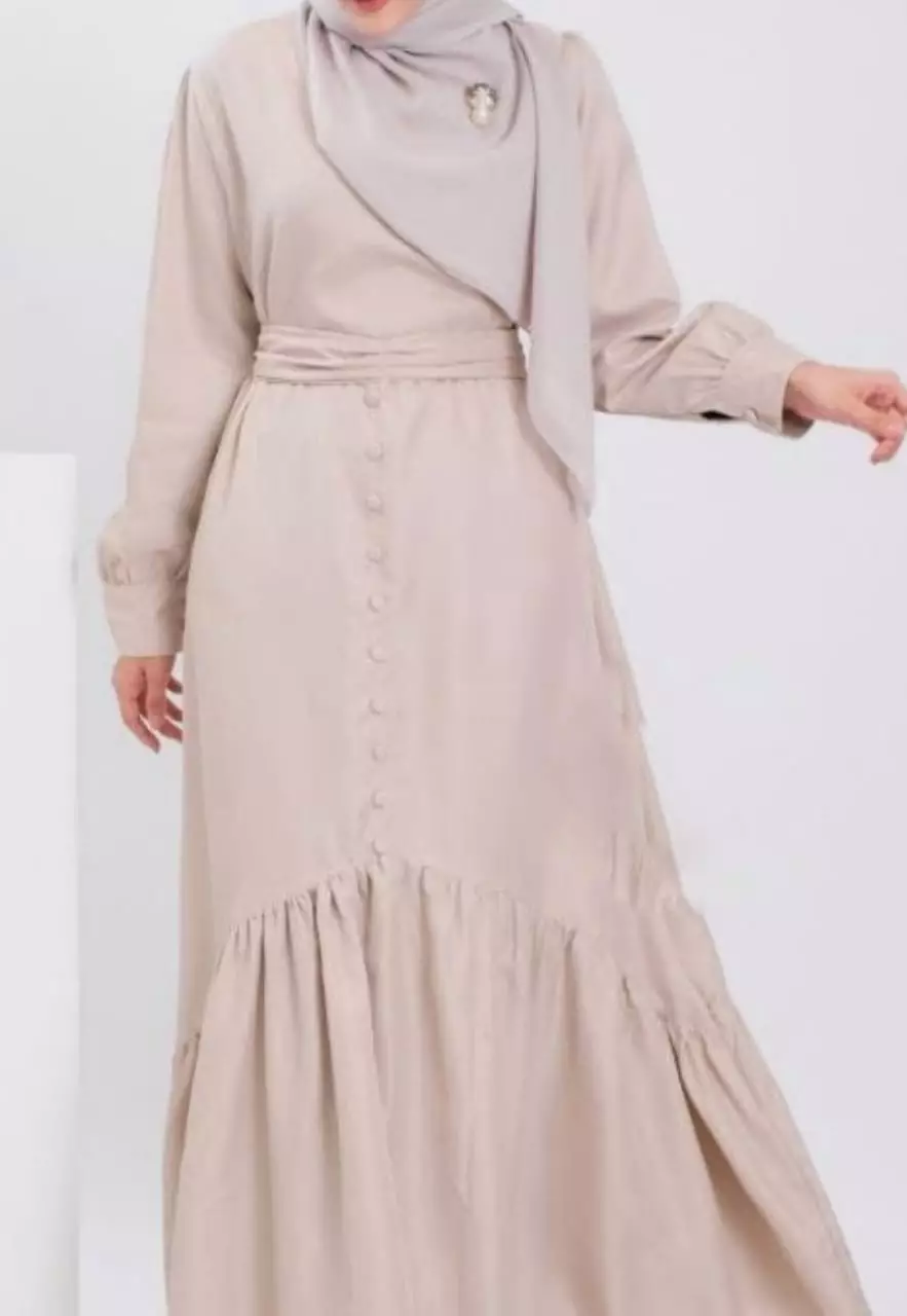 Veline Krem Dress Premium | Long Dress | Gamis Modern Premium JLAN