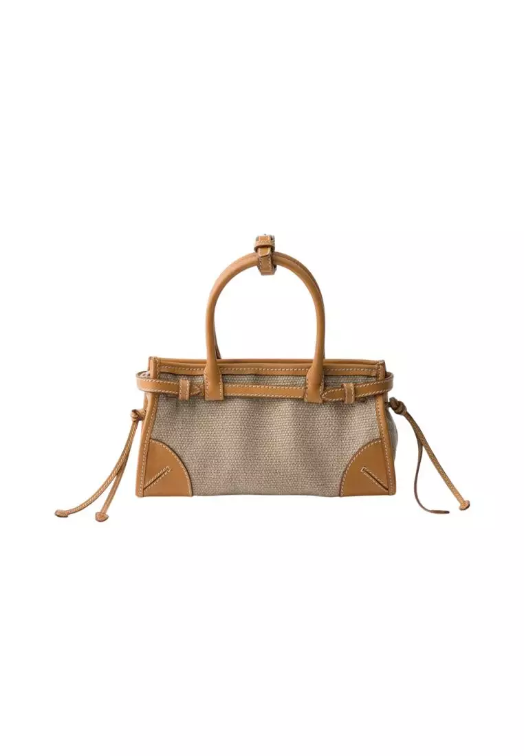 Bonnie Small Linen and Leather Handbag Rope/Natural