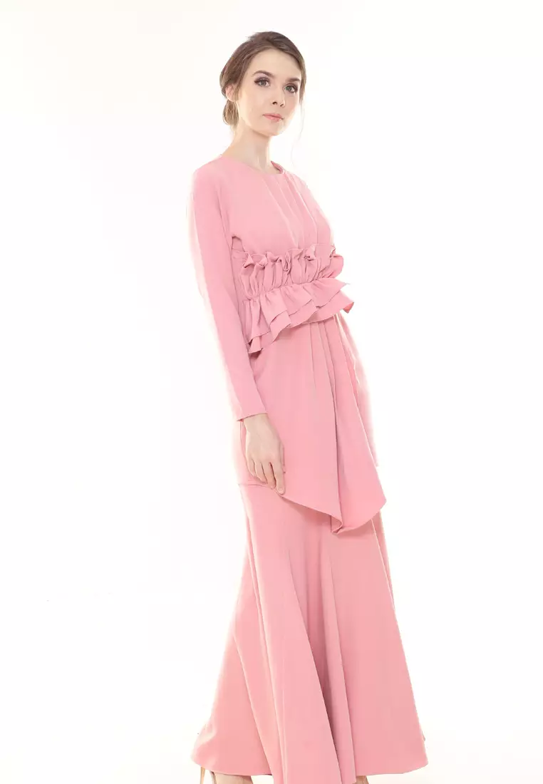 Vincy Kurung Modern in Peach Pink