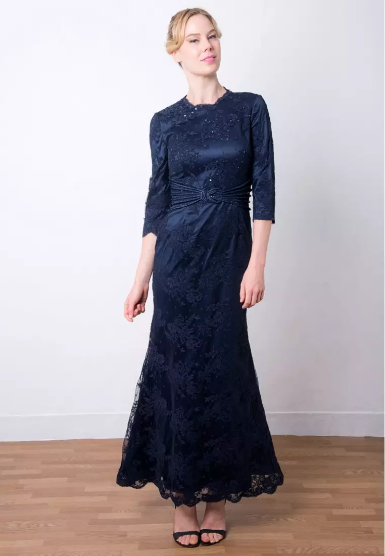 Charming Three quarter Sleeves Lace Evening Gown