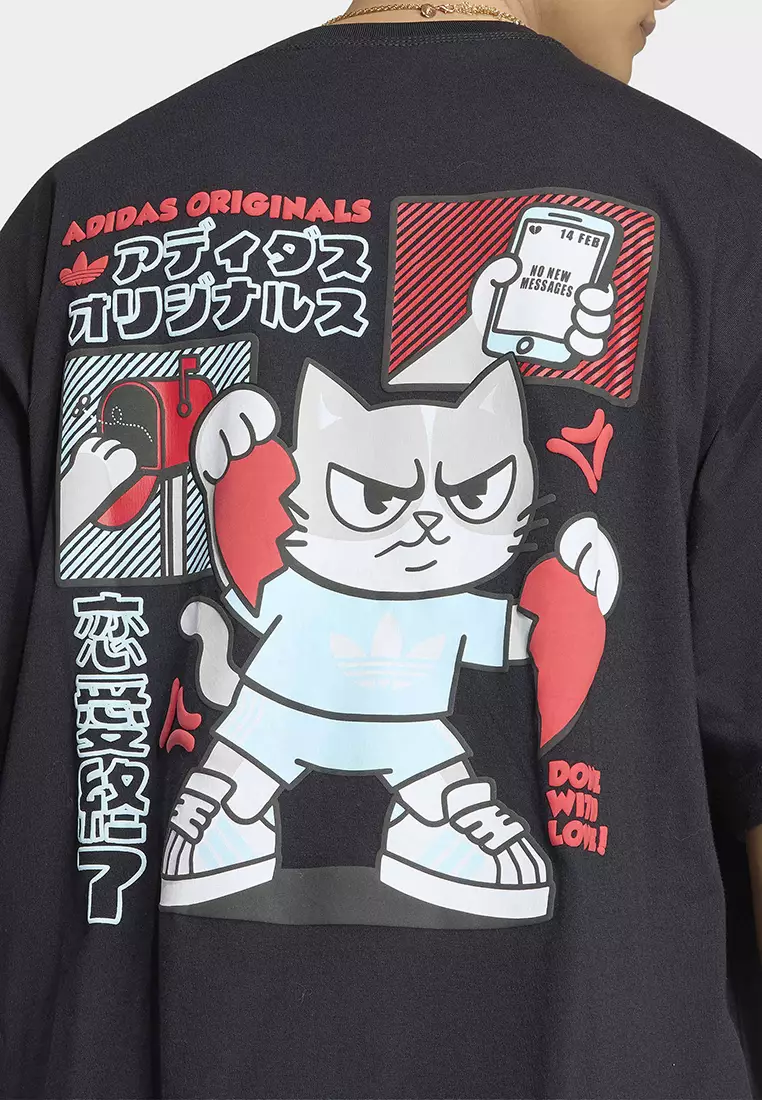 V-Day Heart Broken Cat Graphic T-Shirt
