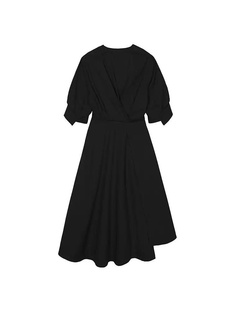 Plain Weave X-Line Loose Everyday Casual Short Sleeve Dress