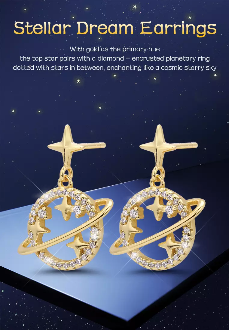 Anting Wanita Titanium Korea Style Planet Design Anting Cewek Original Earrings