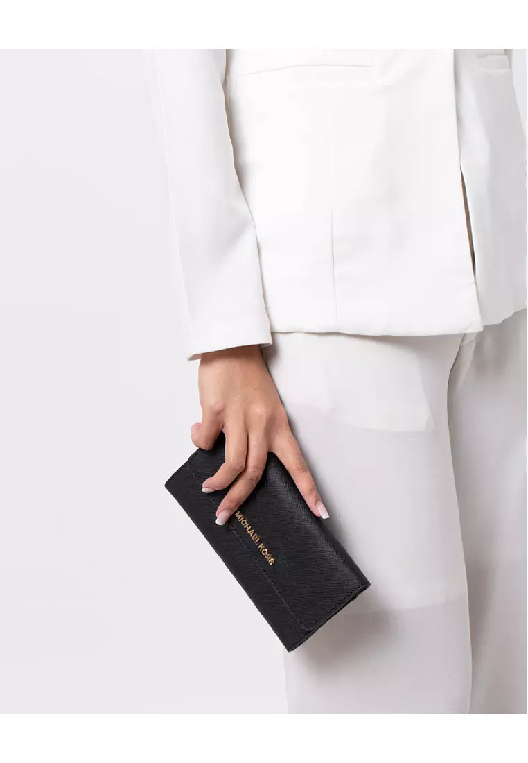 Jet Set Travel Large Trifold Wallet - Black