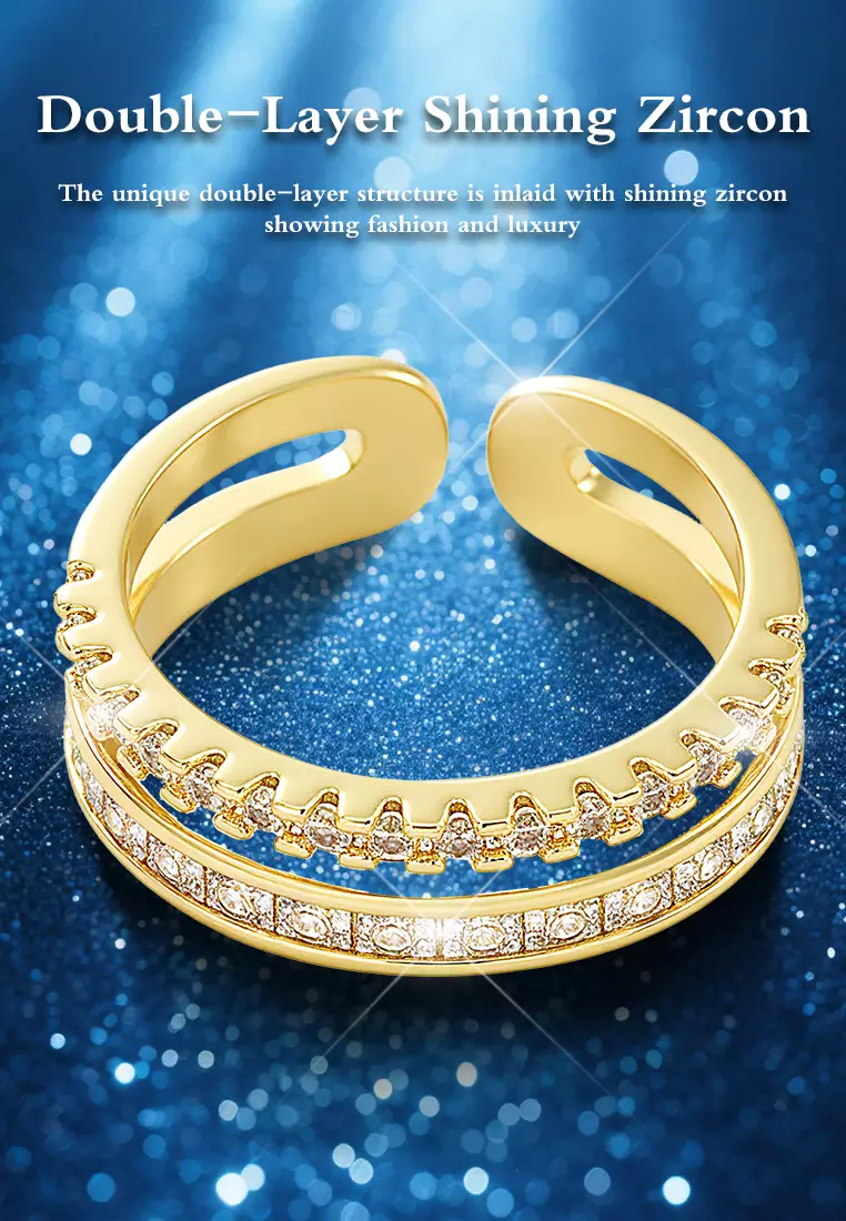 Cincin Wanita Korea Vintage Cewek Anti Pudar Kotak Indah Ring