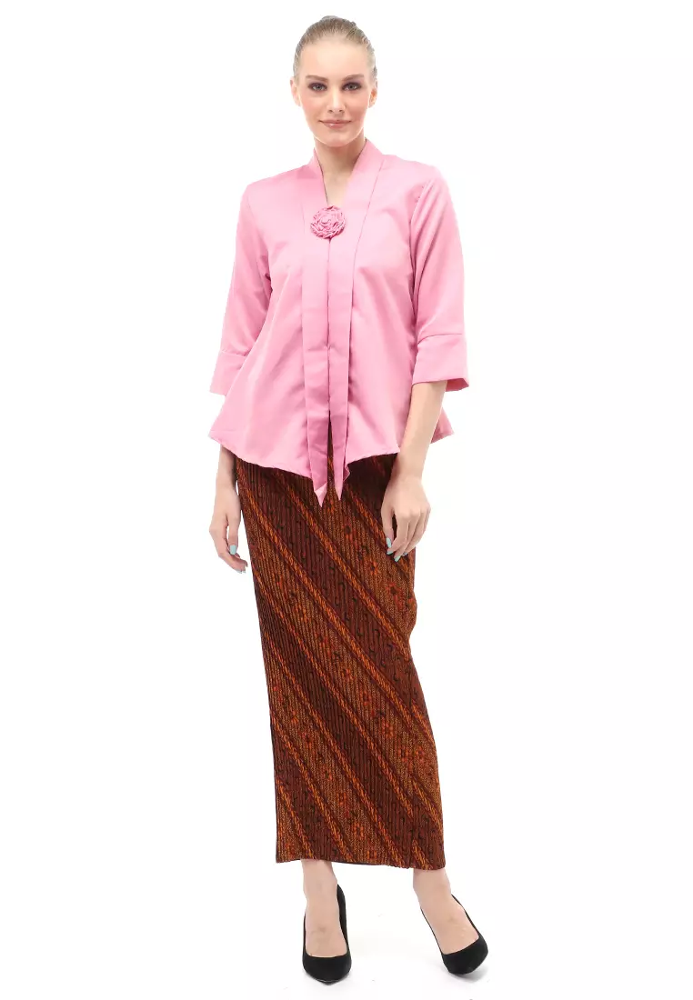 Elvia Kebaya Atasan Wanita Lengan Panjang Design Casual - Dusty Pink