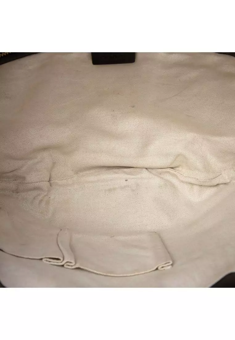 Pre-Loved Gucci Medium Gg Canvas Web Half Moon Crossbody