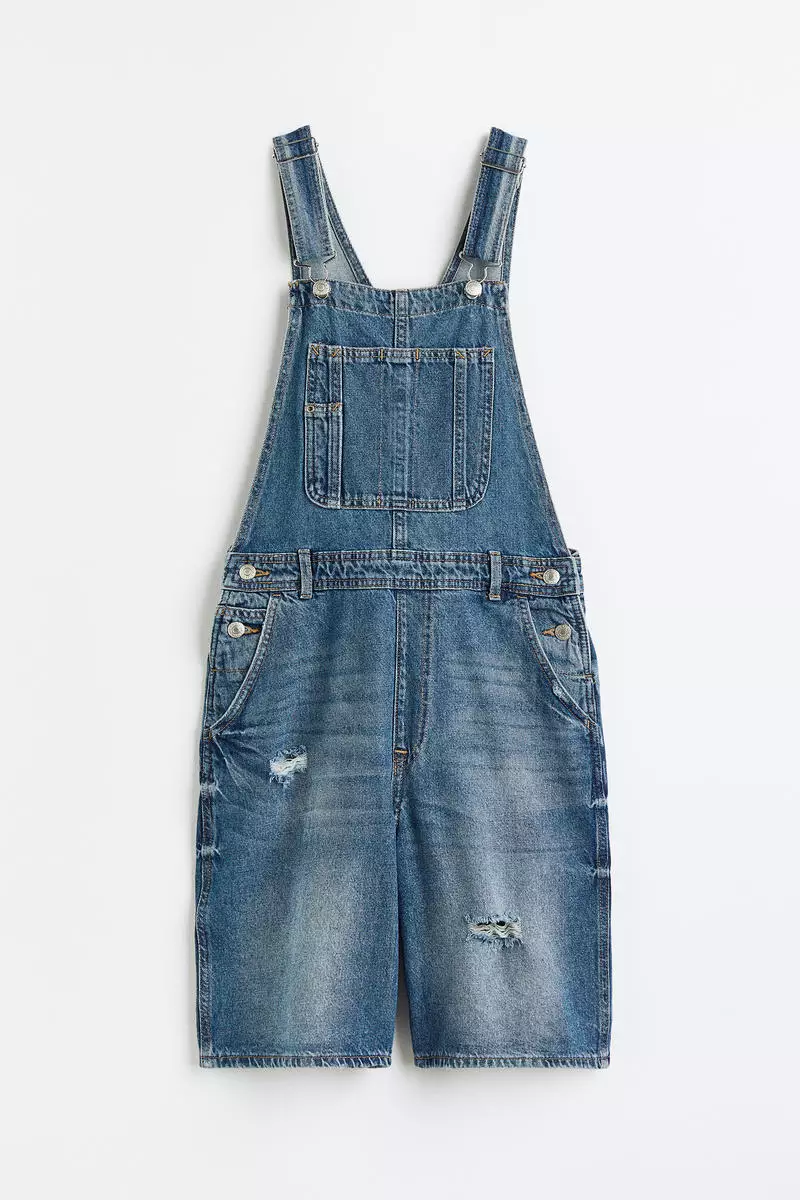 Mens denim hotsell dungaree shorts