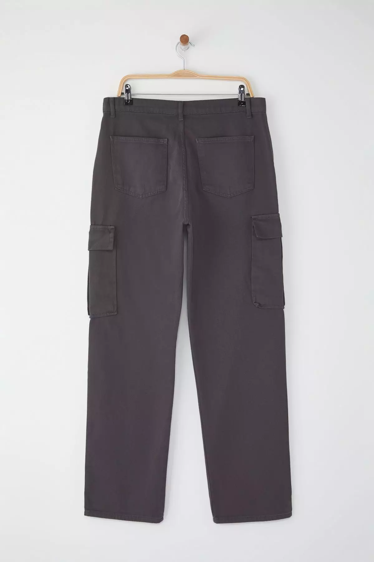 Anthracite Cargo Pocket Gabardine Baggy/Loose Cut 100% Cotton Casual Trousers TMNSS24PL00021