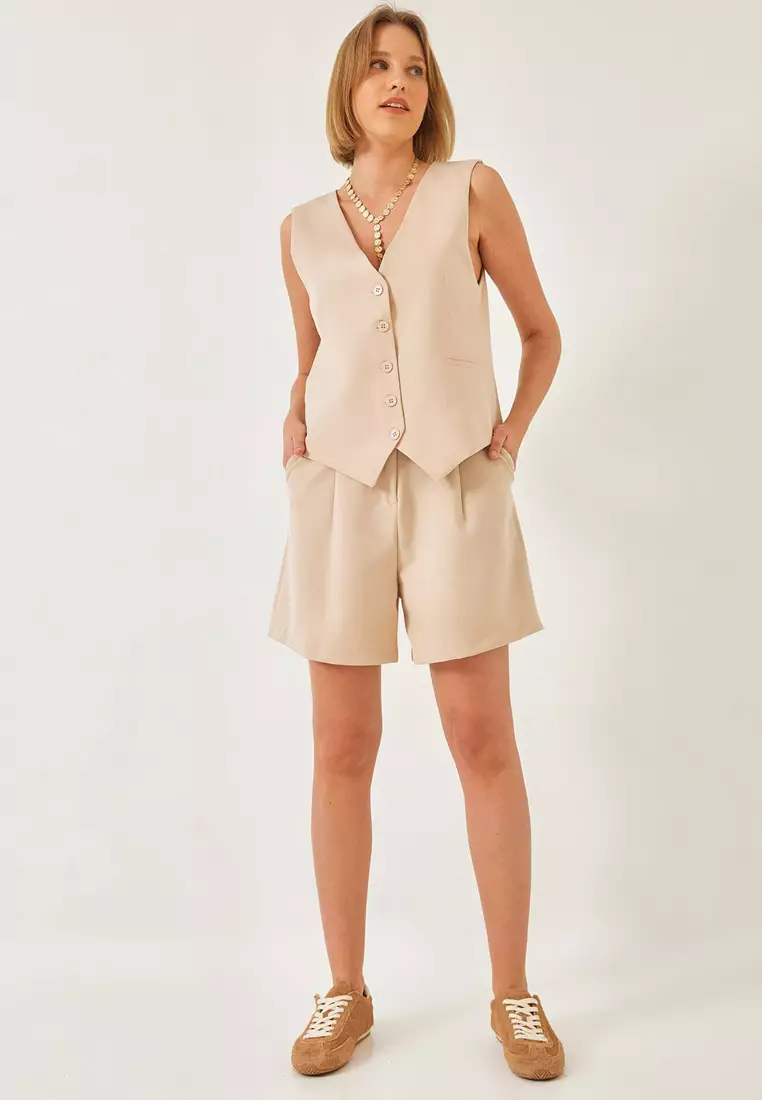 Women's V-Neck Vest Shorts Set 60316 60271017