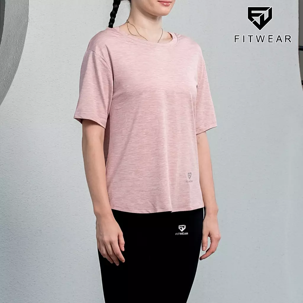 Fitwear - Kaos Olahraga Wanita FITWEAR DRYFIT OVERSIZE BETTY BACK TWIST TIE S/S - DUSTY PINK
