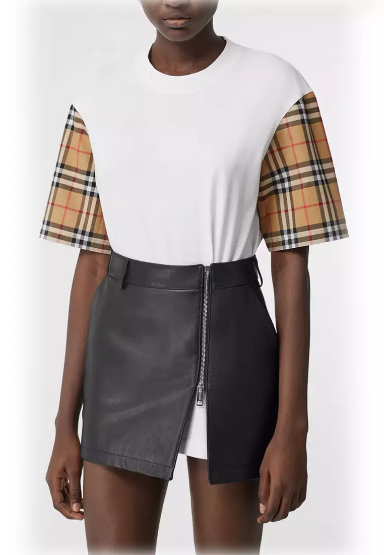 Burberry vintage check sleeve hotsell cotton t-shirt