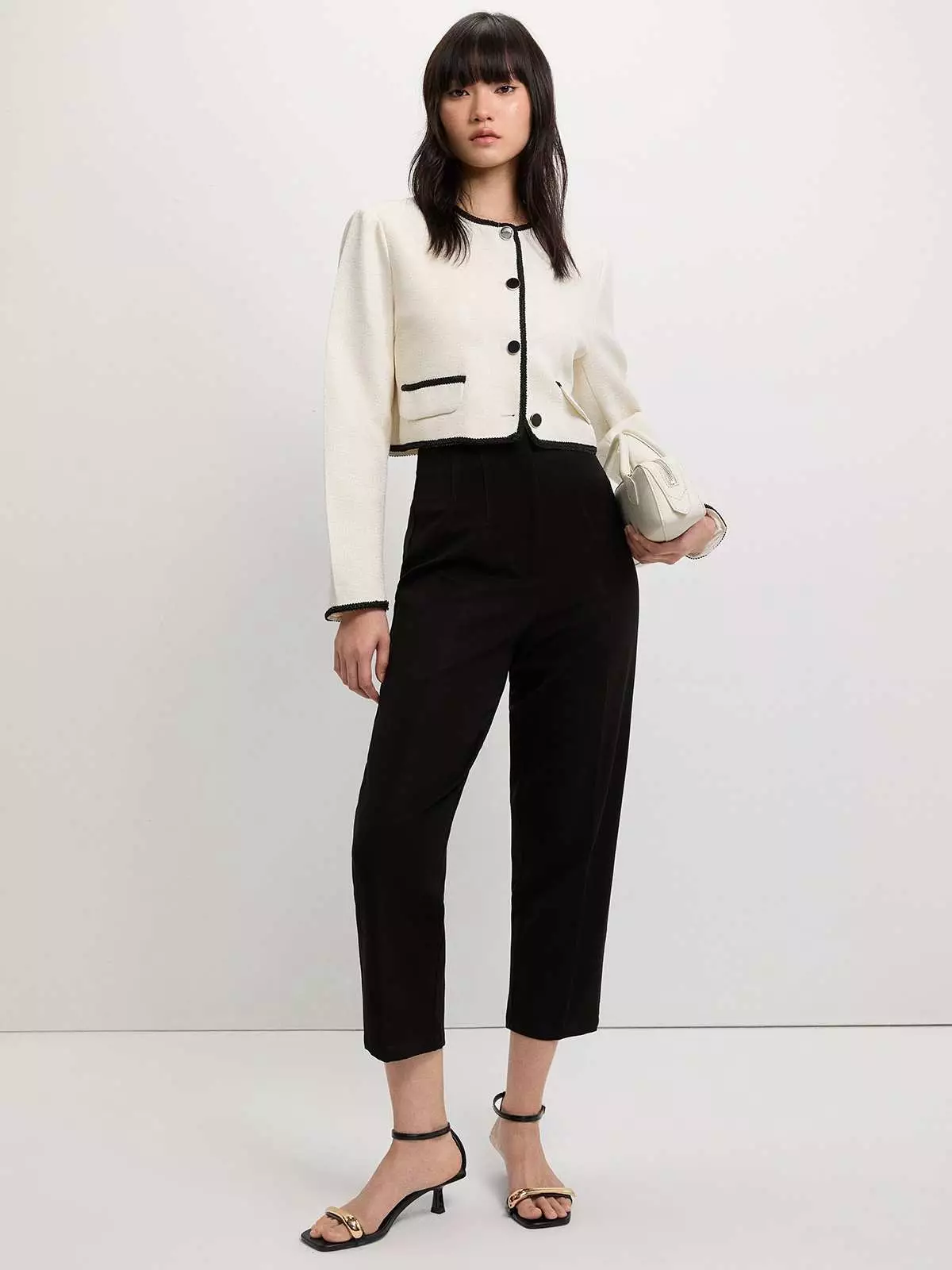 Contrast Trim Jacket - Ivory