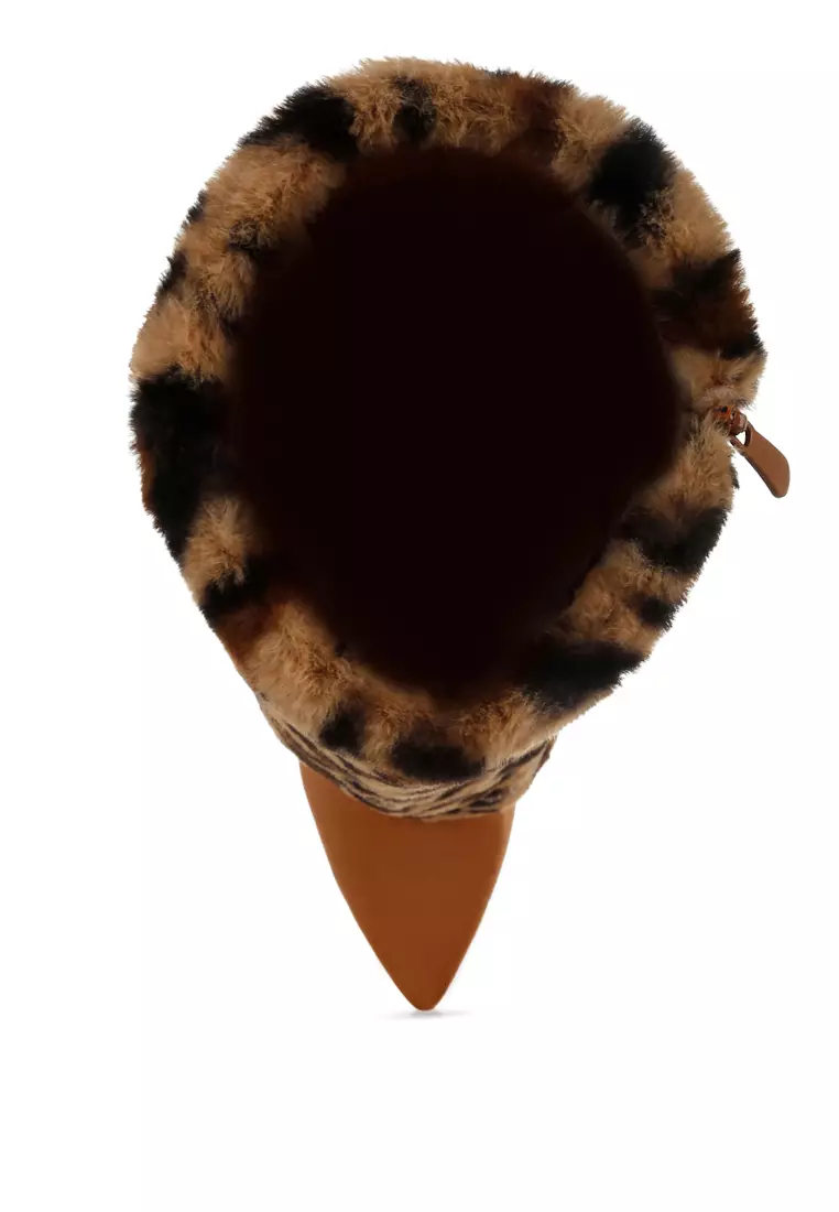 Fold-Over Calf-High Boots in Leopard