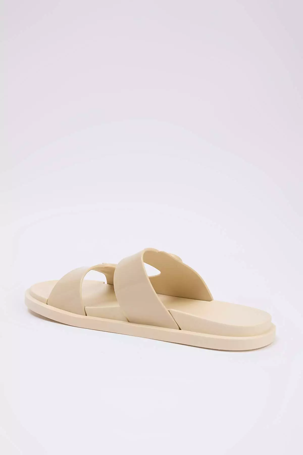 Stone Double Striped Buckle Detailed Women's Slippers Takss25Te00060