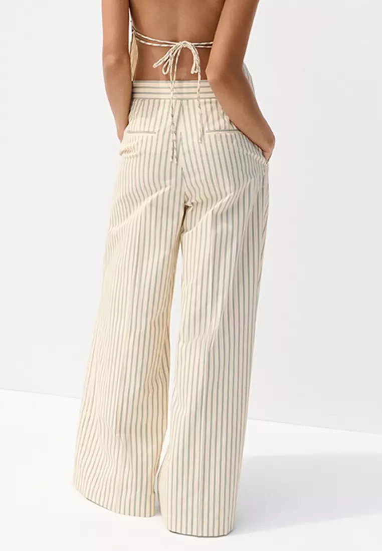 Chalk-Stripe Straight Trousers