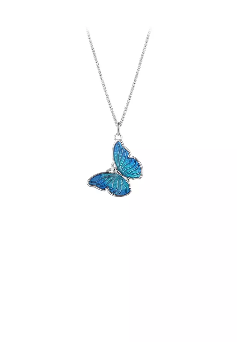 Blue butterfly pendant necklace top