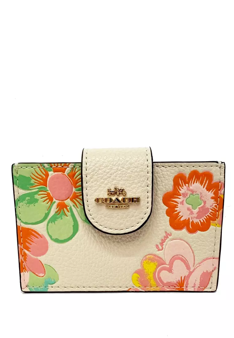 Coach Coach Accordion Card Case With Dreamy Land Floral Print White