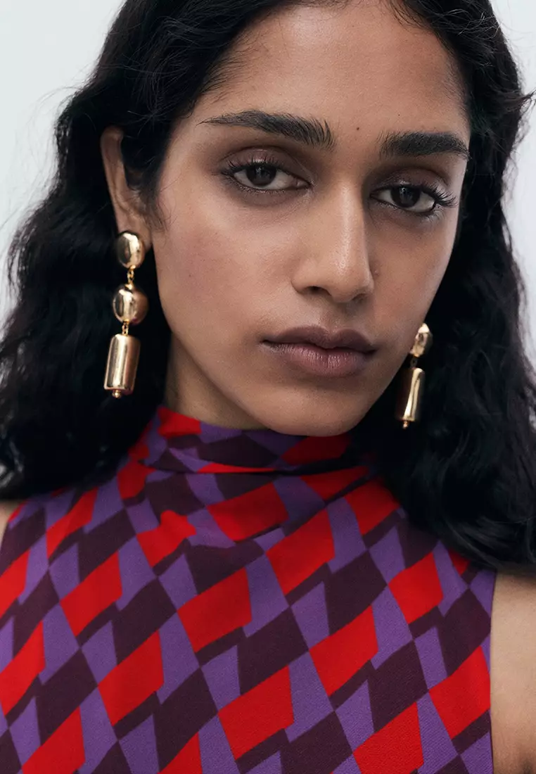 Printed Dress With Bow Detail