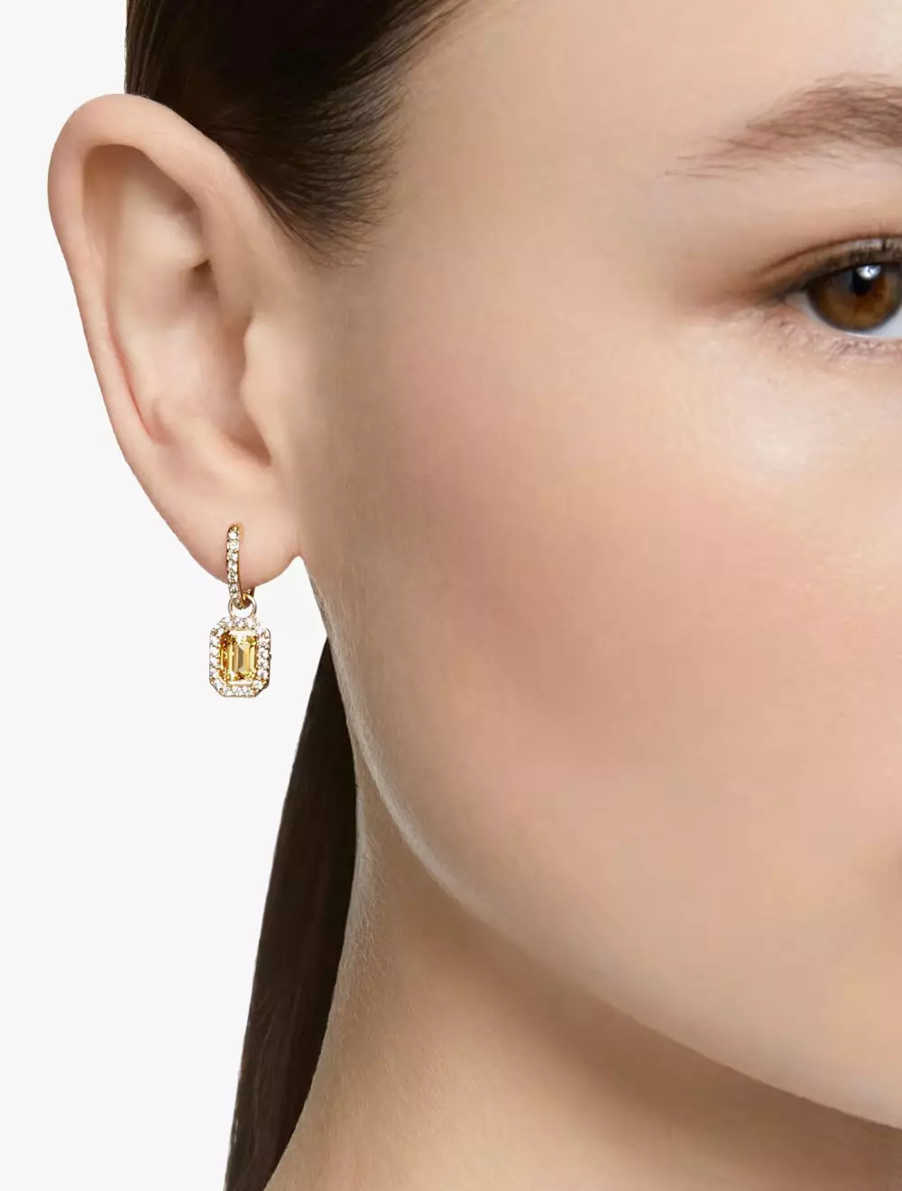 Millenia Drop Earrings, Octagon Cut, Yellow, Gold-Tone Plated - Yellow