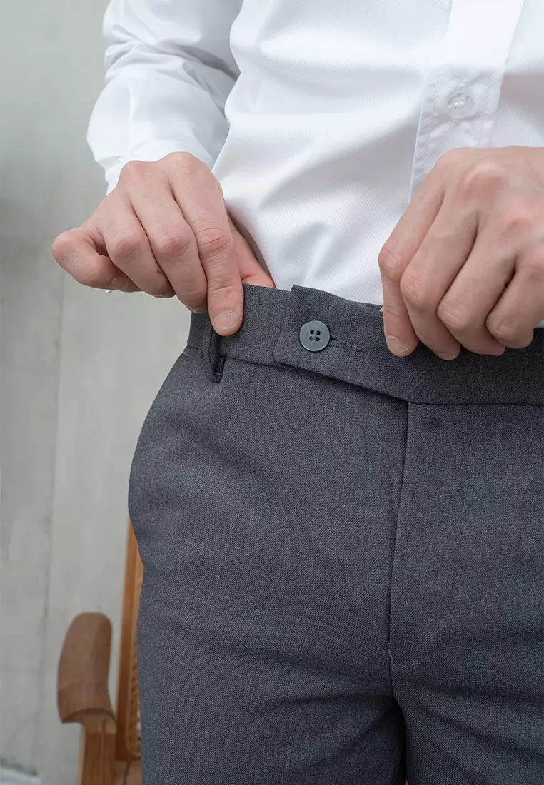 Houseofcuff Celana Bahan Kerja Ankle Button Slim Fit Abu