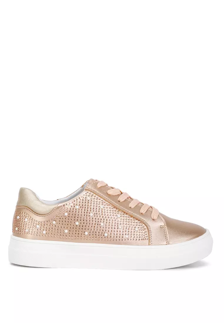 Discount on London Rag  shoes - SKU: Champagne Gold Rhinestone Sneakers