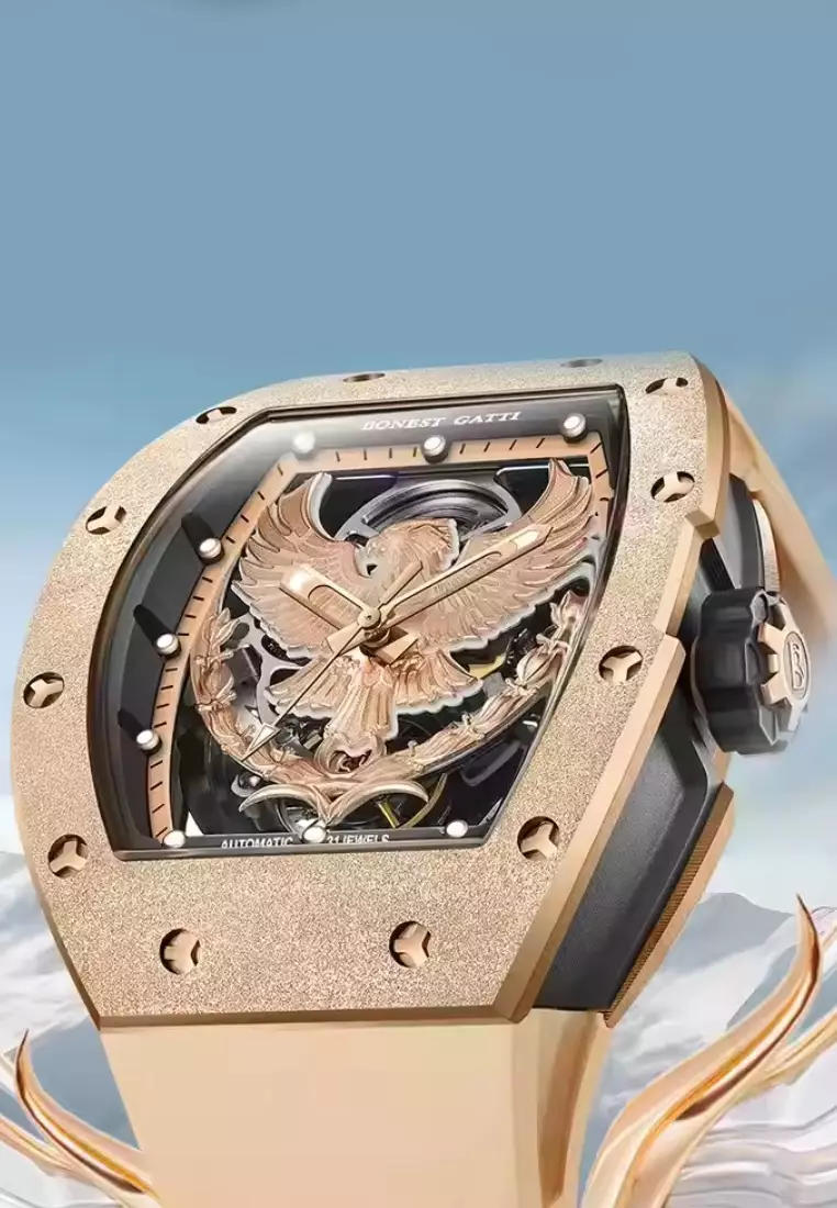 EAGLE 自動中性不鏽鋼手錶，橡膠錶帶