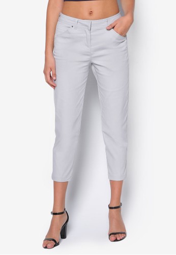 Grey Cotton Stretch Trousers, 服飾, zalora 順豐長褲及內搭褲