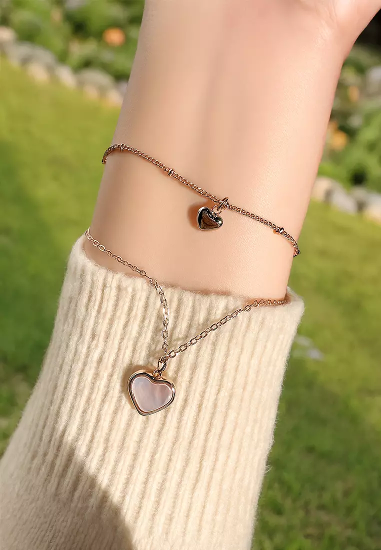 River's Heart Bracelet in Rose Gold Stainless Steel